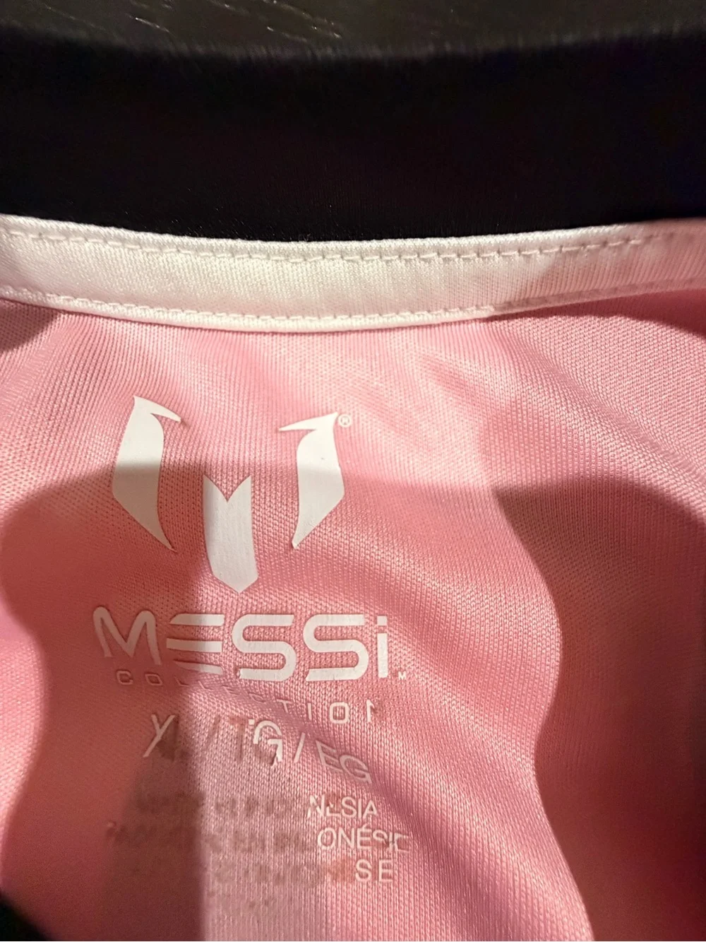 Old Navy Pink and Black Messi Logo Short Sleeve Jersey and black joggers